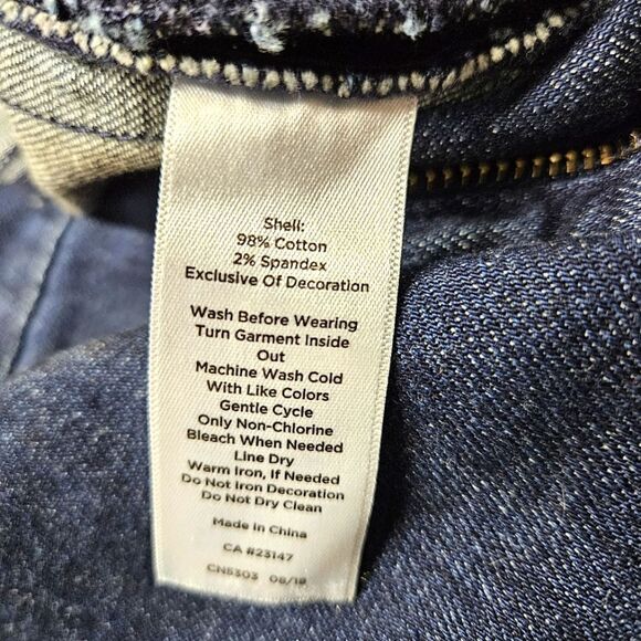 Talbots Flawless Stretch High Rise Straight Leg Side Beaded Dark Demin Jeans - Picture 9 of 13